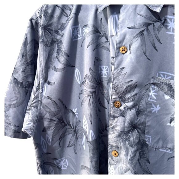 Vintage blue Hawaiian shirt‎ Bill Blass XL Floral Tropical Design - Picture 4 of 4